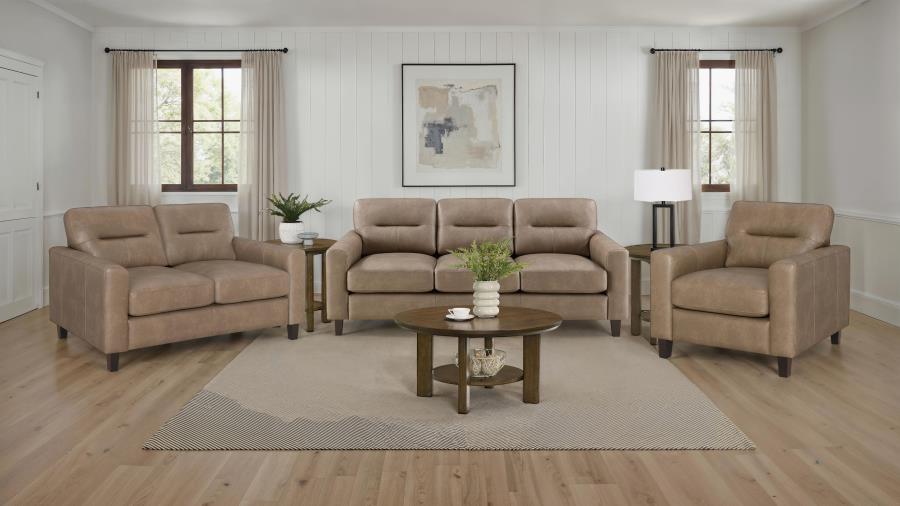 Scotland 2-piece Faux Leather Upholstered Sofa Set Brown