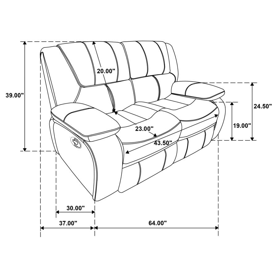 Camila 2-piece Upholstered Reclining Sofa Set Black